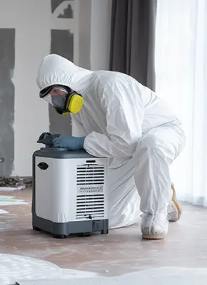 Air purification system used in Melbourne home after fire damage to remove smoke and soot particles