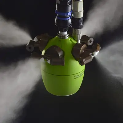 Dry fog disinfection treatment in progress