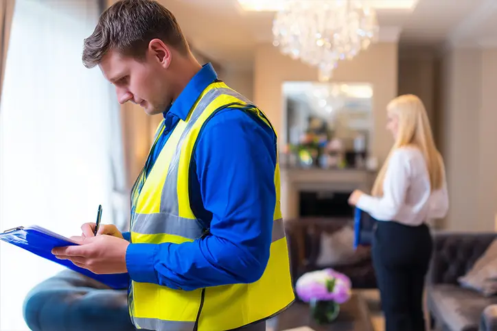 Restoration expert conducting a final moisture and damage inspection in a Melbourne property after flood cleanup
