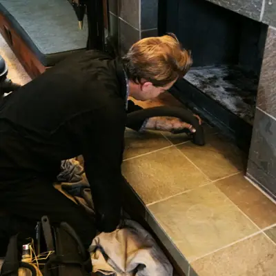 Technicians restoring a fire-damaged home in Melbourne