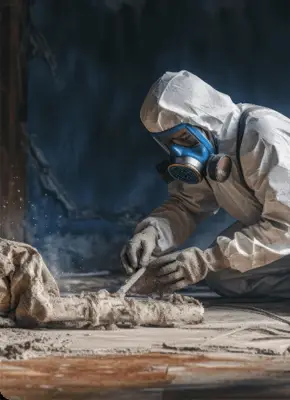 Technicians removing hazardous materials from a fire-damaged property