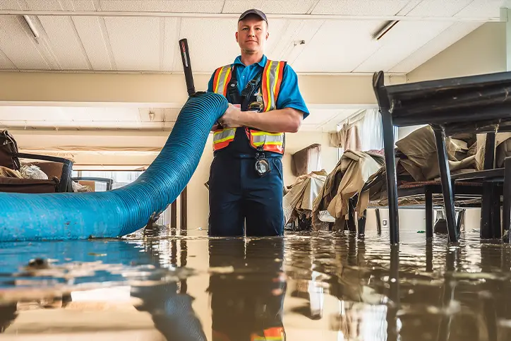 Technician providing flood restoration services in Melbourne
