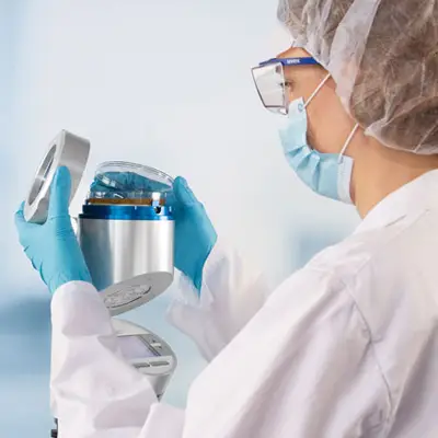 Mould spores sample being analyzed in a laboratory in Victoria