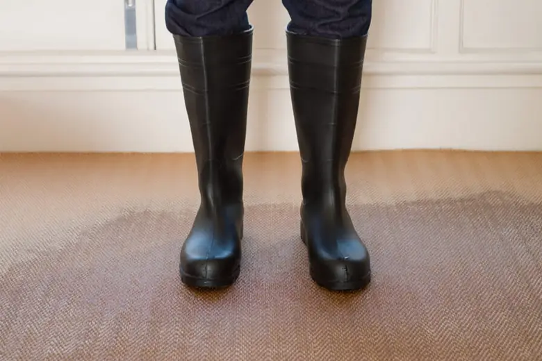 IICRC-certified technician conducting moisture assessment on a soaked carpet at a Melbourne property