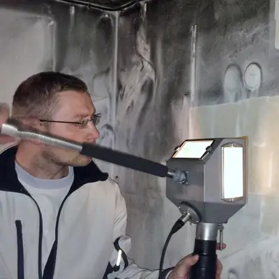 Professional soot removal service in a fire-damaged Melbourne home