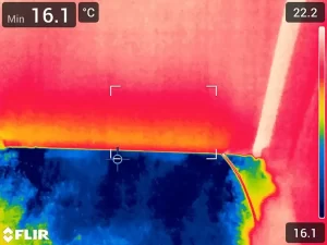 FLIR thermal scan used for accurate leak detection in a Melbourne property by Victoria Hygiene’s certified water damage specialists.