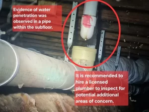 Recommendation provided to hire a licensed plumber after detecting a water leak in a Melbourne property.