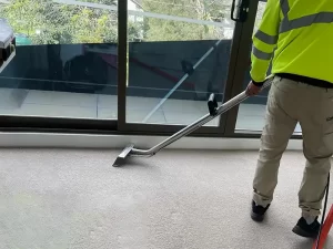 Water extraction equipment being used to remove moisture from a soaked carpet in a Melbourne property.